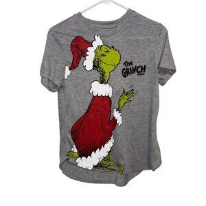 Dr. Seuss The Grinch Gray Short Sleeve Holiday Graphic Tee Shirt size 7-9